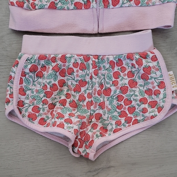 Juicy Couture Pink Strawberry Print Hoodie and Shorts Size 3T Kids Girls Toddler - Picture 2 of 15